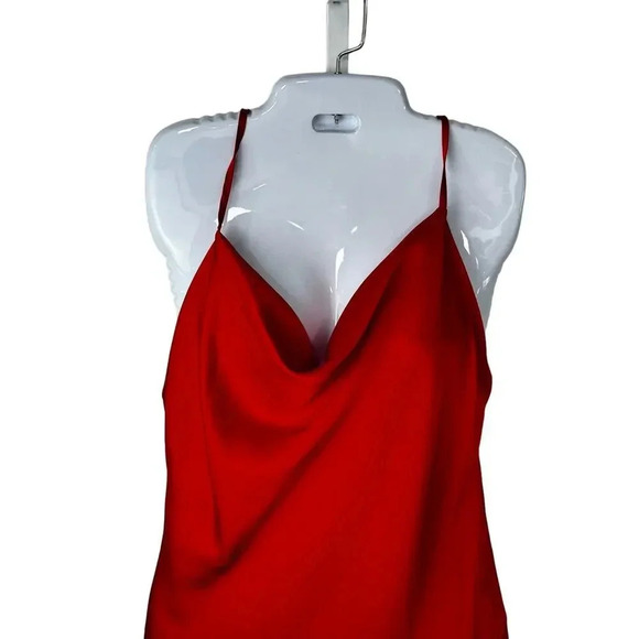 Paper Heart Red Satin Midi Slip Dress Party SZ M - Picture 2 of 9